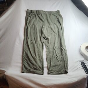 Actime Cropped Jogger Pants Olive Green Crochet Women's Size XL